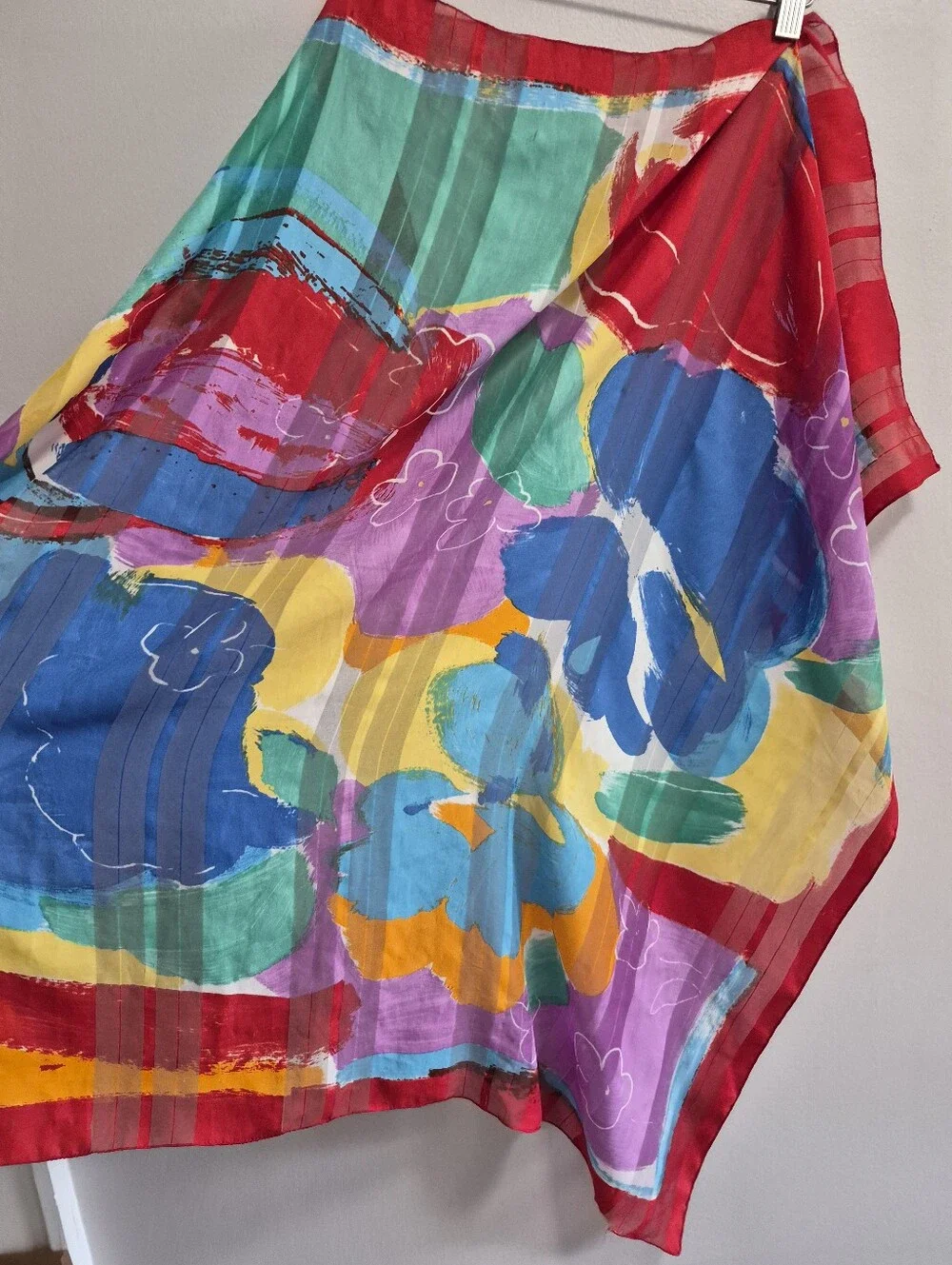 Vintage Silk Floral Atsy Abstract Colorful Scarf